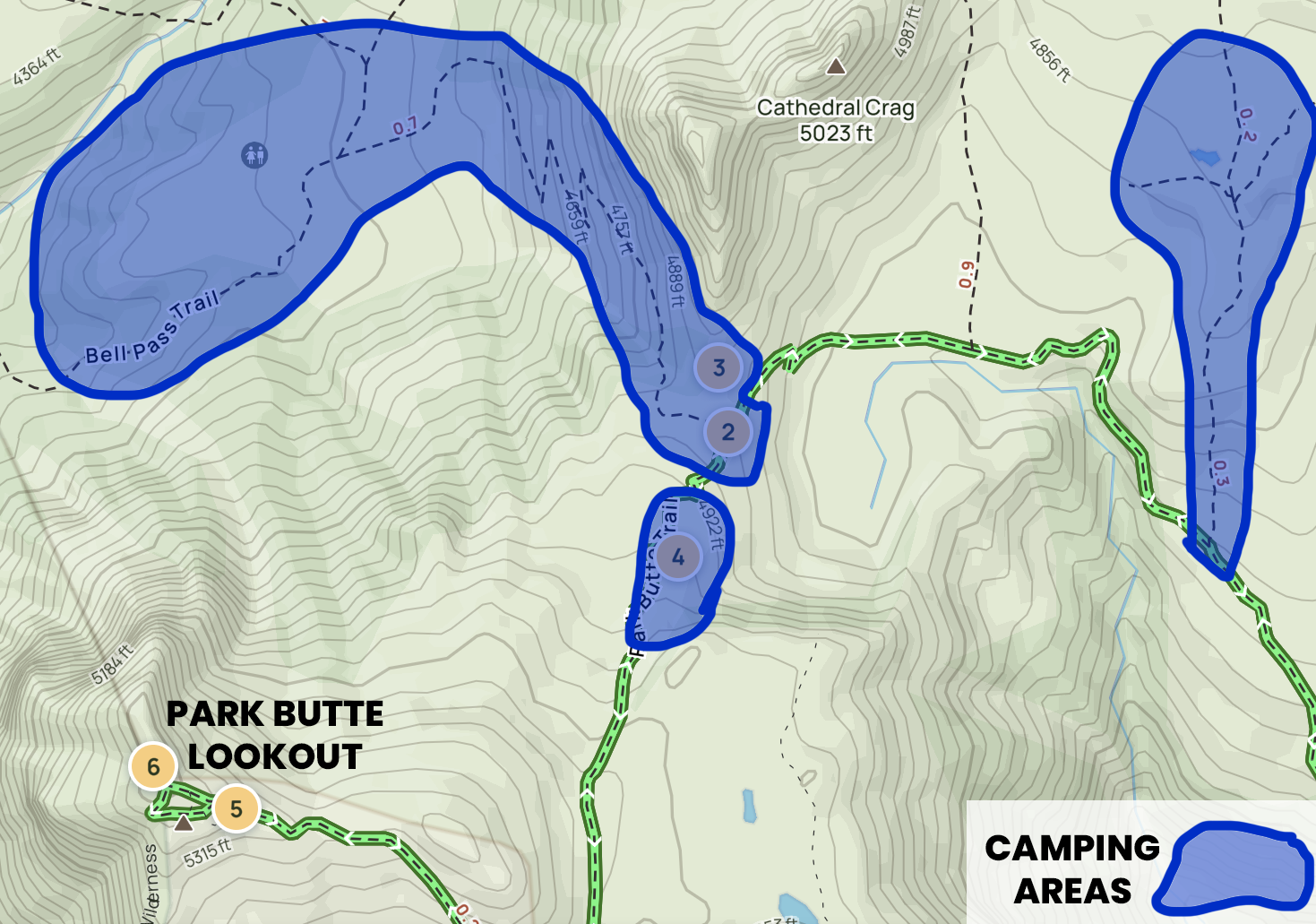 park butte lookout tower staying overnight camping map