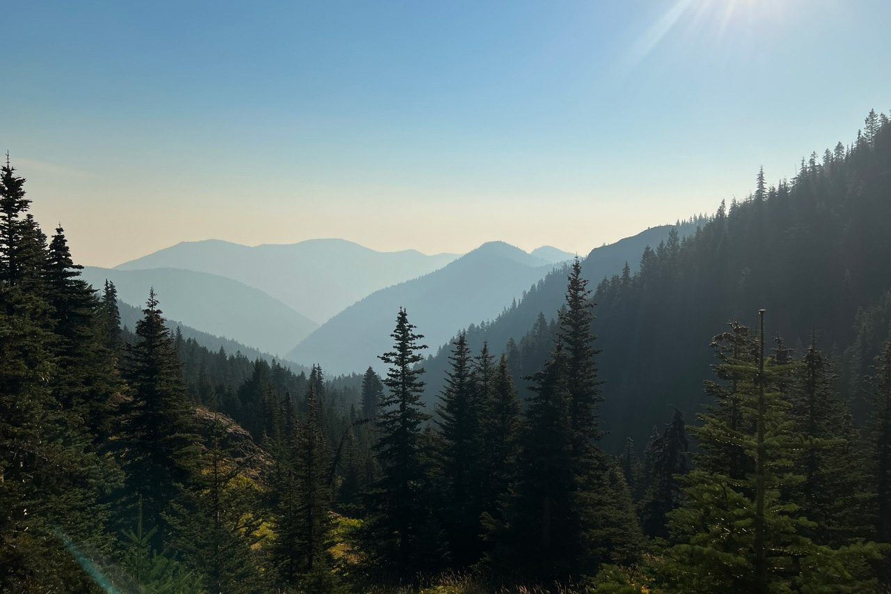 Scenic view of Mount Townsend trail and surrounding Olympic Mountains.